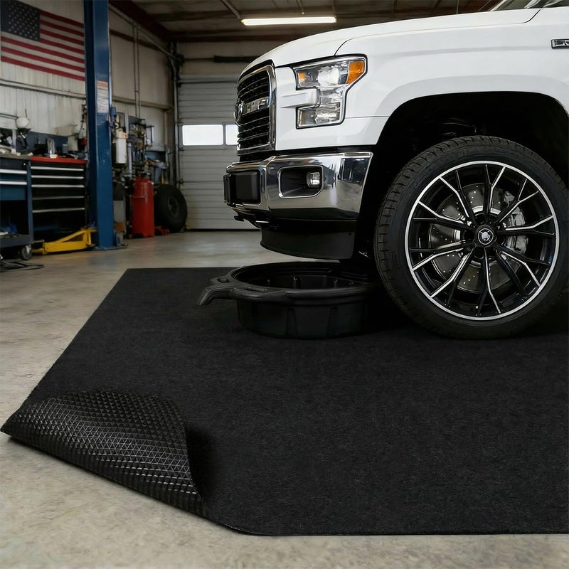 Golener Oil Spill Mat - 36”x59” Garage Floor Mat for Under Car, Absorbent Oil Mat, Rubber Floor Mats, Waterproof, Contain Liquid, Protect Garage Surface from Spills, Reusable, Washable, Durable, Black - Image 2
